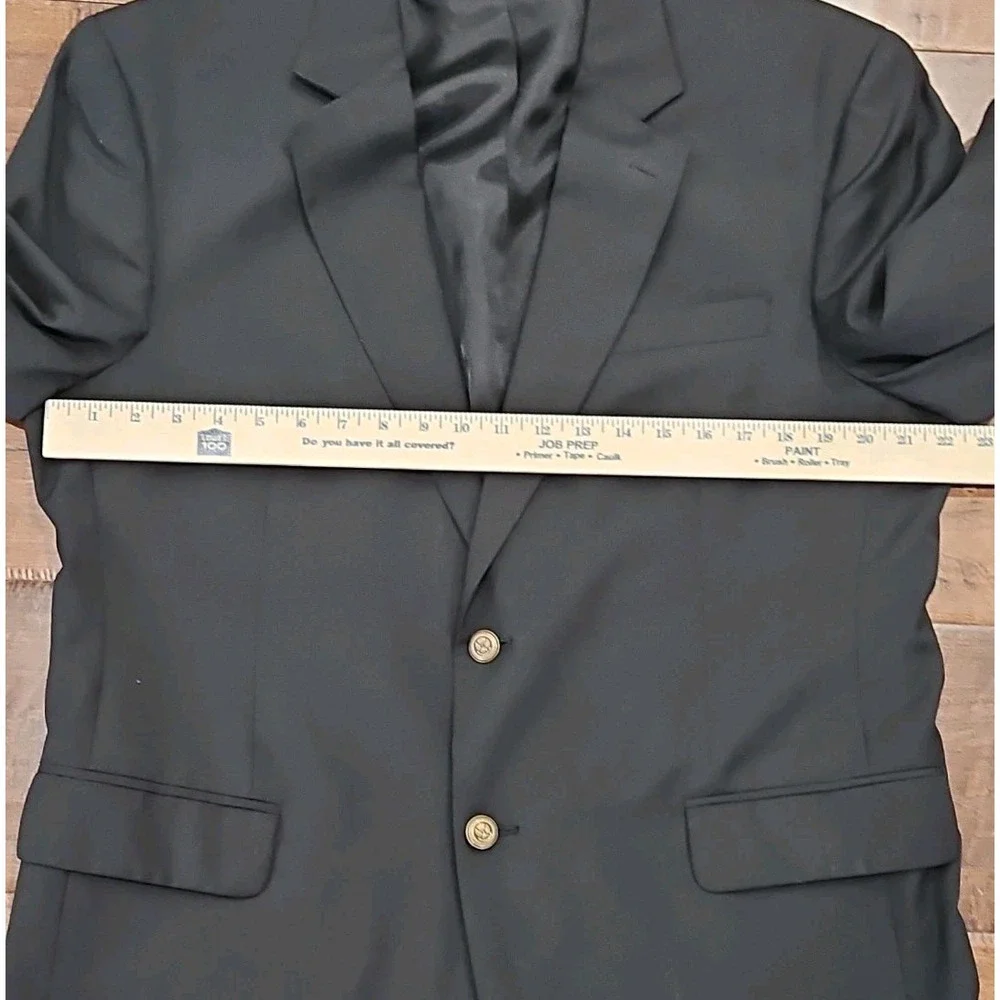 Jos A Bank 44R Metal Button Blazer Eagle Crown Black Sport Coat Wool Suit Jacket